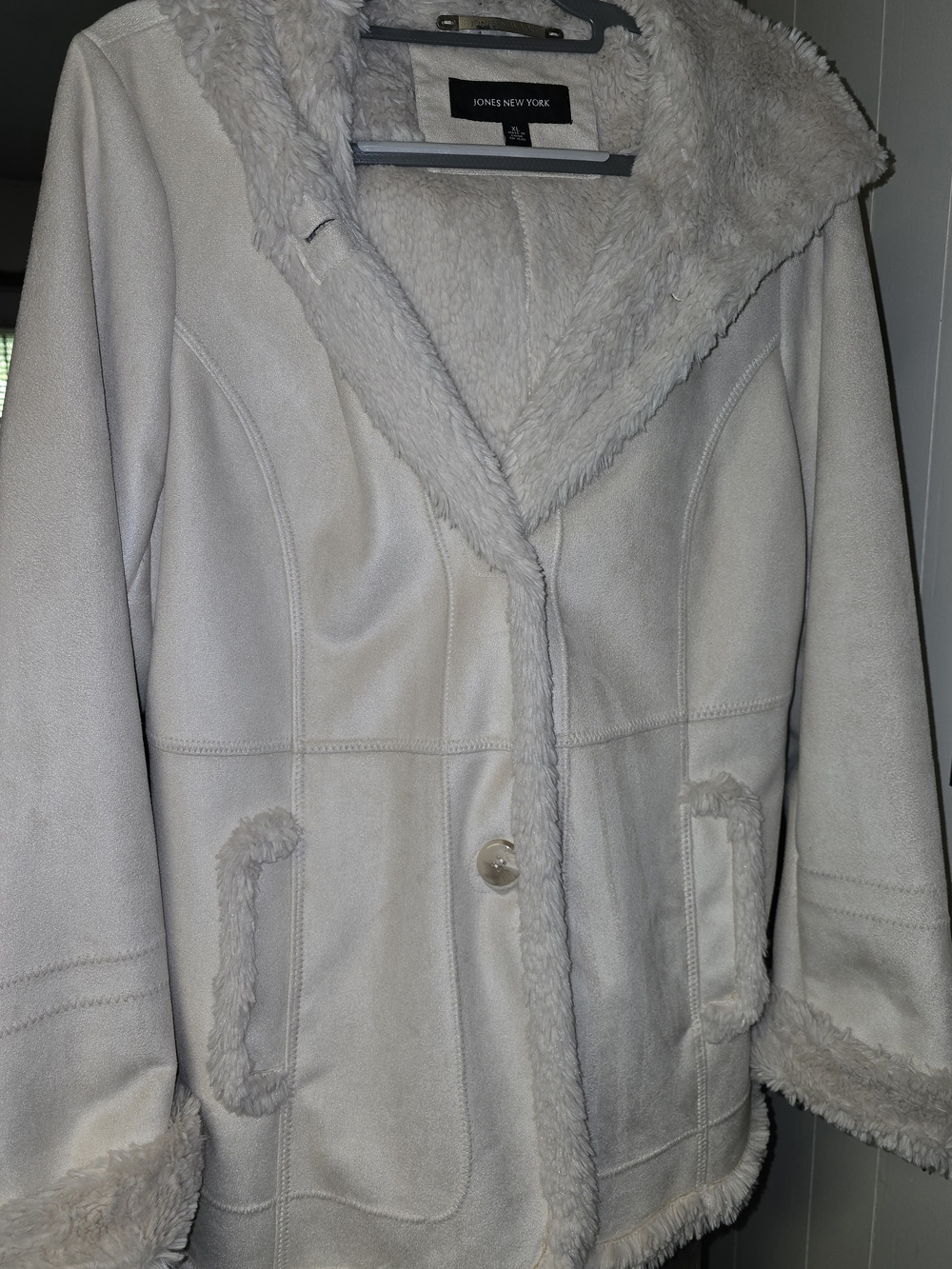 Jones New York Cream Faux Shearling Teddy Jacket